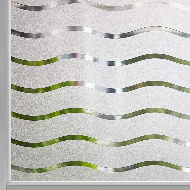 LEMON CLOUD Window Film for Privacy and Light Protectionï¼ŒNon Adhesive Removable Glass Covering Opaque Window Sticker Self Static Cling Vinyl Glass Film for Home Office (35.4 x 78.7 Inch,Wavy) - Image 1